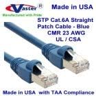 Произведено в САЩ - 120-крак висококачествен екраниран кабел STP Ethernet основа cat6a STP 10G без довършителни (синьо) - UL, CSA CMR и мед. Позлата 23Awg, 50u