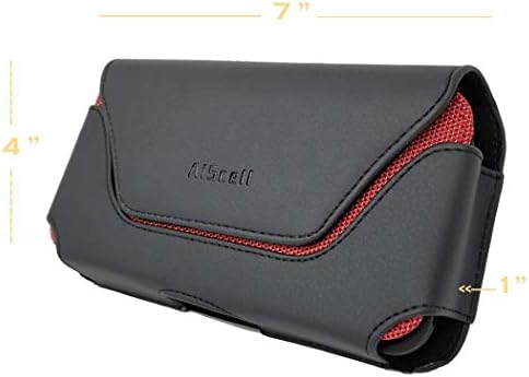 Чанта-кобур AIScell XL Размер, Червено-Черен Кожен Калъф-кобур с клип за колан, Калъф-кобур за iPhone 14 Plus,