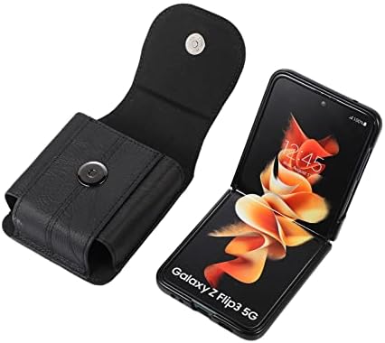 кобур с клипс за телефон, Поясная Кобур за мобилен телефон от естествена кожа За Samsung Galaxy Z Flip 4/3,
