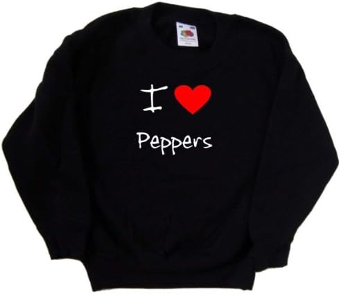 Черна детска Hoody I Love Heart Peppers