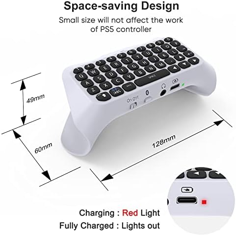 Клавиатурата на контролера за PS5 - Безжична мини клавиатура Chatpad Bluetooth 3.0 за Playstation 5 Вграден високоговорител с аудиоразъемом 3,5 мм за обмен на съобщения и игровия чат