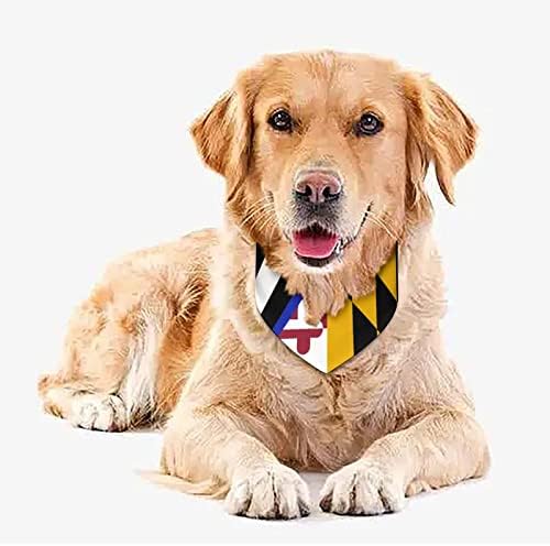 Синя Тънка Линия Флаг на Щата Мериленд Кърпа за Кучета Регулируем Нашийник за Домашни Любимци Шал Сладък Триъгълен