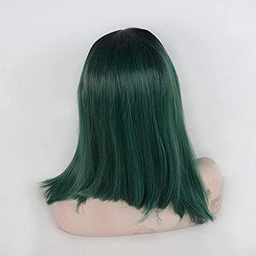 XZGDEN Перуки Перука от коса Перуки, изработени от тъмно-зелено на черно химически влакна Отпред дантелен БОБ