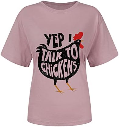 Жена Годишният Свободен Пуловер, Тениска с Къс Ръкав, Забавен Пиле, Тениски С Писмото Принтом, Блузи 2023, Нов