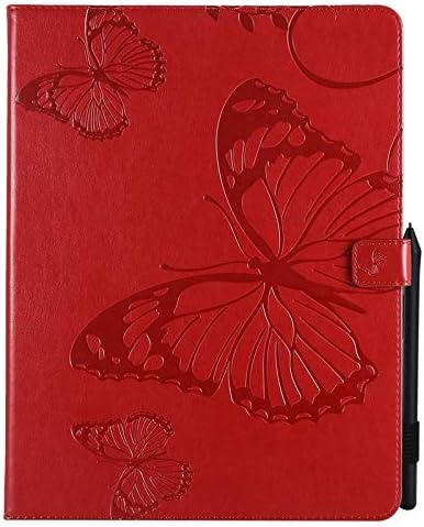 Калъф за таблет Yhuisen Butterfly Flower с цветя модел от изкуствена кожа с поставка-чантата за iPad Pro 12,9 инча (4-то поколение, 2020) (оранжев цвят)