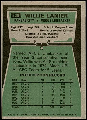 1975 Topps 325 Уили Ланье Канзас Сити Шефове (Футболна карта) в Ню Йорк Шефове Морган Св.