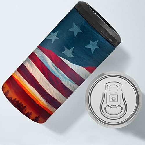 Охладител за тънки кутии с изолация от патриотични хартата - Уникален Охладител за консерви - Охладител за тънки