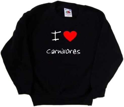 Черна детска Hoody I Love Heart Carnivores