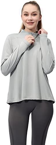 Sanifer Дамски Ризи UPF 50+ и е с дълъг ръкав, Пуловер с Цип 1/4, Слънчеви Дишащи Спортни Ризи за Туризъм