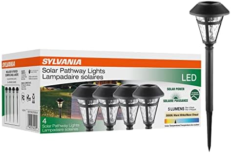 Пътна лампа Sylvania 15,7 в слънчева батерия с сензор за дневна светлина, led, 1 Лумена, 3000 К, топло Бяло, черно покритие - 4 опаковки (62218)