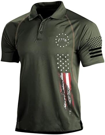 Мъжки Ретро Поло С Цветен Блок, Еластична Спортна Риза с Мышечным Принтом на Американското Топ с Къс Ръкав