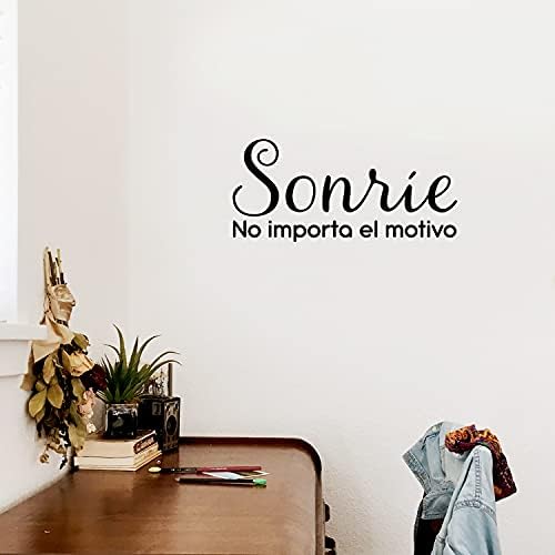 Vinyl Стенни Художествена стикер - Sonrie, Без Мотивация /Улыбайся, Независимо От причините - 11,5 x 25 - Модерен Скъпа Вдъхновяваща стикер с цитати на испански за спални, каби