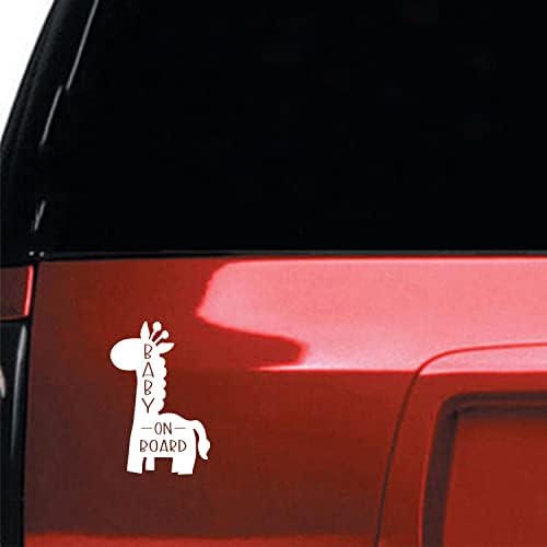 Vinyl Стенни Художествена стикер - Детето на борда - 6 x 4 - Дизайн знак за сигурност с Хубав Жирафа, Модерна Стикер с цитат за Бебето, за да се прозореца на колата, Децата ?