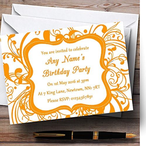 Персонални Покани на рожден ден в стил Card Zoo White & Orange Завъртете Deco