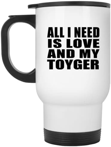 Дизайн: All I Need Is Love And My Toyger, Бяла Пътна Чаша С Изолация от Неръждаема Стомана от 14 унции, Подаръци