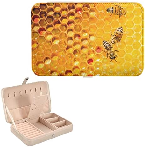 innewgogo Bees Малък Ковчег за Бижута, Изкуствена Кожа, Органайзер За Бижута, Преносим Титуляр За Съхранение
