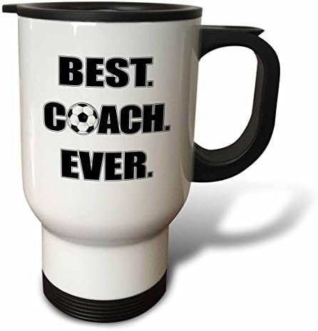 3dRose Best Coach Някога е Черно-бяла Пътната чаша, 14 грама, Бяла