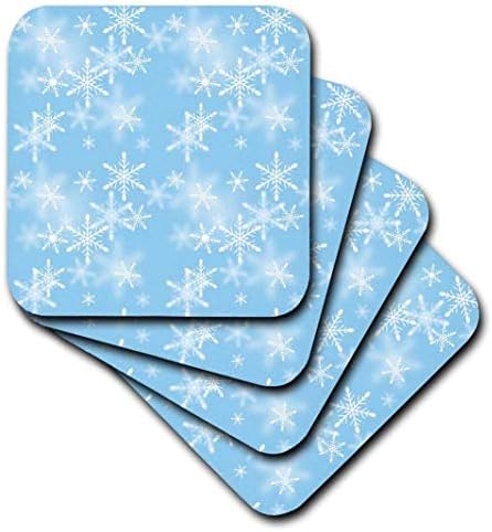 3. Начертайте плаващи бели снежинки на светло син фон - Меки подложки, комплект от 4 броя (CST_65567_1)