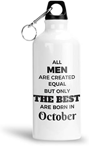 FurnishFantasy Всички мъже са равни - най-Добрите са родени през октомври Алуминиева бутилка за вода в бял цвят