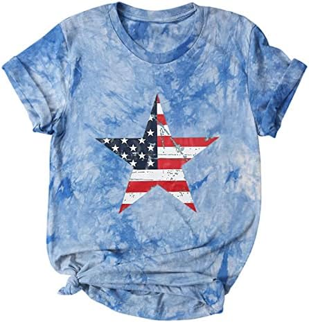 Дамски Летни Патриотични Тениска с Американския Флаг, Тениска с кръгло деколте и Къс Ръкав, Потници 2023, Модерен Ризи